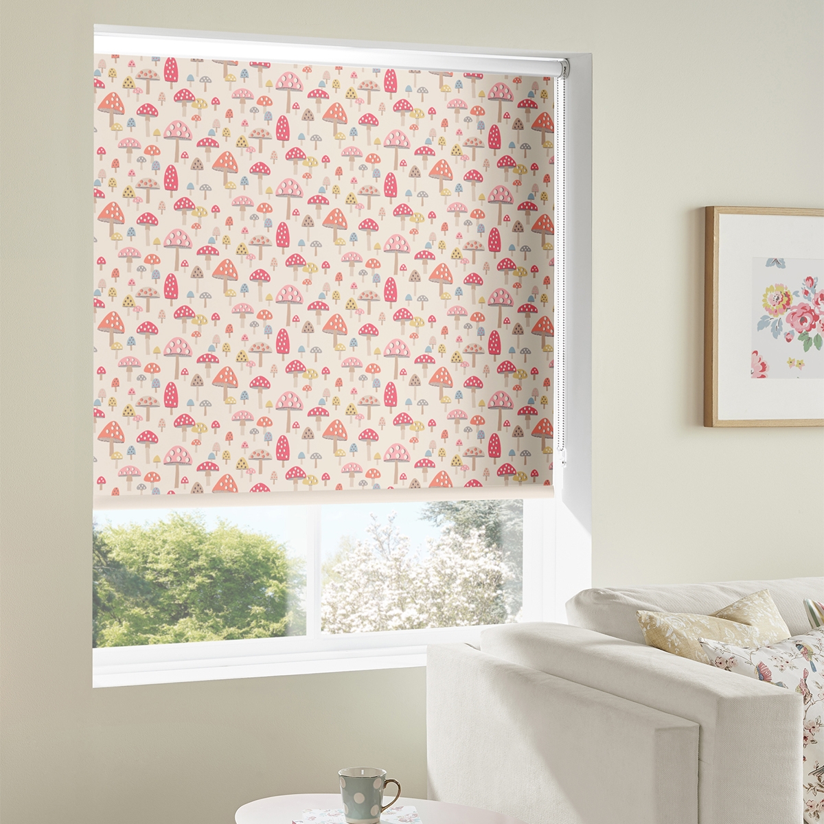 Product photograph of Cath Kidston Mini Mushrooms Multi Roller Blind from Choice Furniture Superstore.
